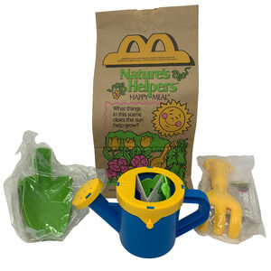 Vintage McDonalds Natures Helpers Happy Meal 1 Bag 3 Garden Toys Fast Food 90s